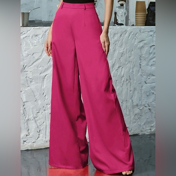 Double Crazy Pants - NWOT High Waisted Wide Leg Trousers, Fuschia, Size XL